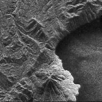 Almaz synthetic aperture radar image of a volcano in Japan